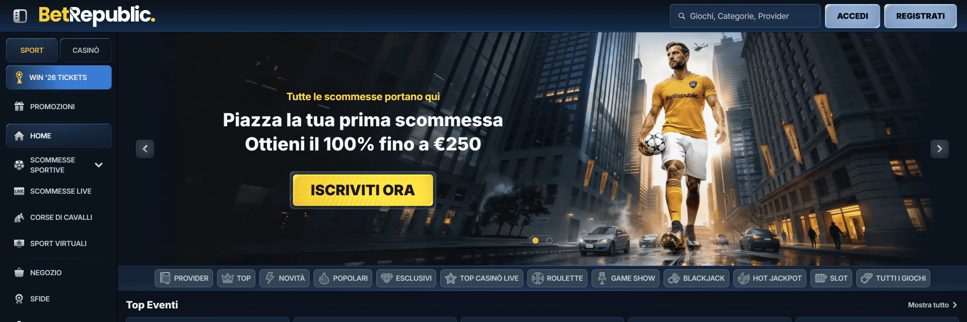 Screenshot of the BetRepublic Casino website